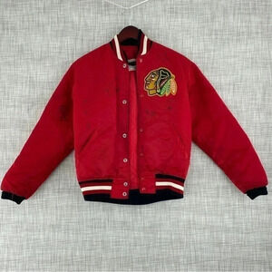 Vintage Starter Blackhawks jacket signed size small 1637